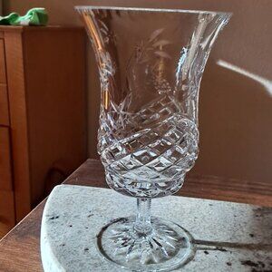 Wedgewood Crystal Sovereign Hurricane Lamp 2-pc Mini Signed, 8"